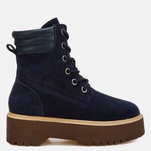 Rag & Co Parula Blue suede lace up boots Size 38